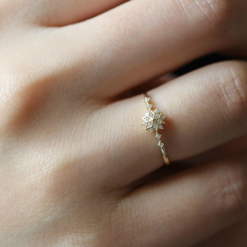 Snowflake Cubic Zirconia Gold-tone Ring by Enchanted Bounding™