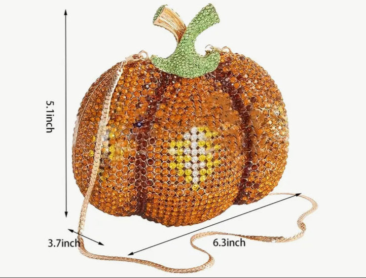 🦋 Cinderella’s Pumpkin Rhinestone Inlay Clutch Handbag