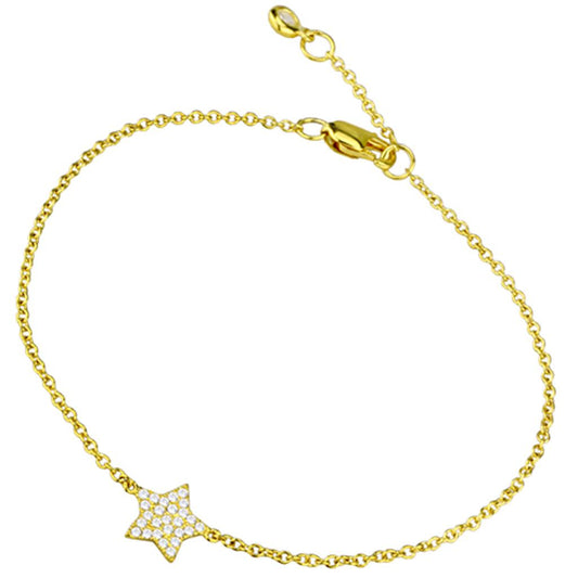 Gold 925 Sterling Silver Bracelet with AAA Grade CZ  in Clear