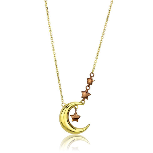 Moon & Stars Gold Plated & Bronze-tone Stainless Steel Necklace - Enchanted Bounding™